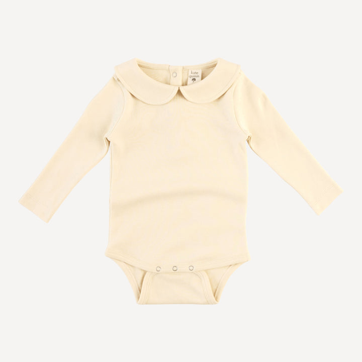 long sleeve peter pan bodysuit | oatmeal | organic cotton interlock