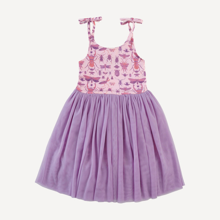 spaghetti tie ballerina tulle dress | pink insects | modal