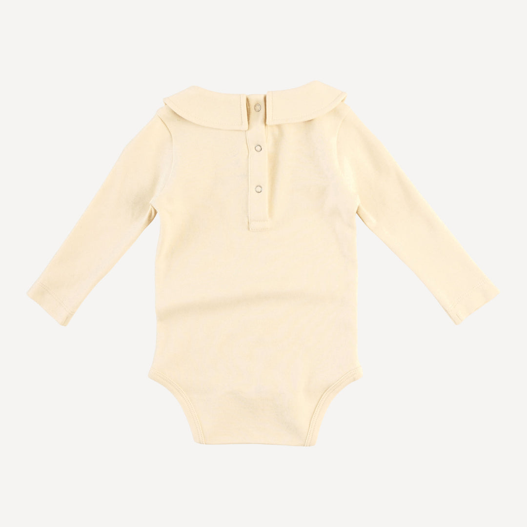 long sleeve peter pan bodysuit | oatmeal | organic cotton interlock