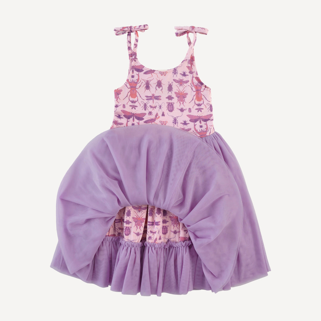 spaghetti tie ballerina tulle dress | pink insects | modal