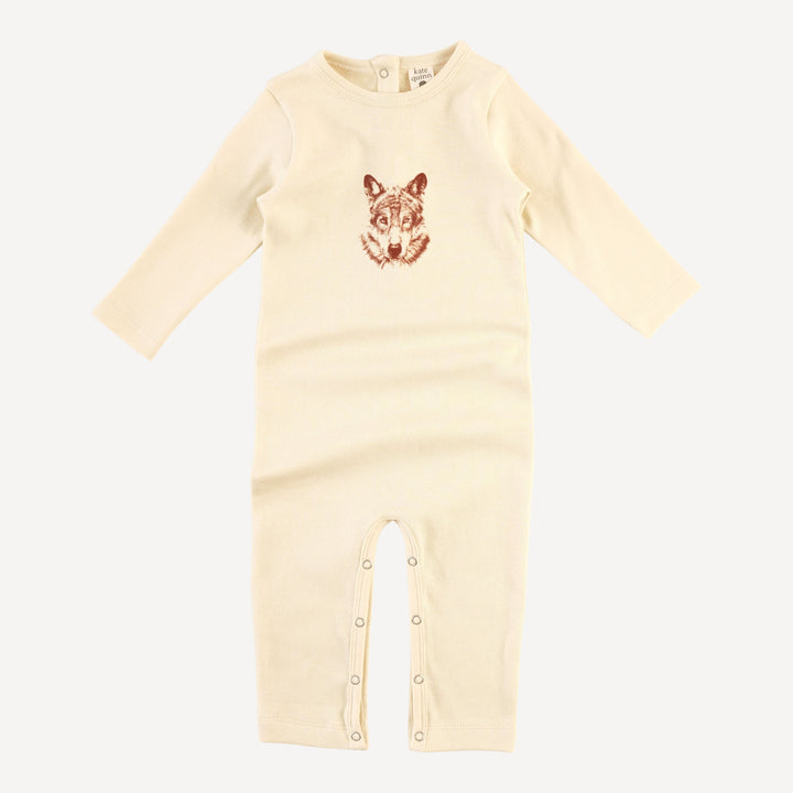 long sleeve crew neck jumpsuit | wolf | organic cotton interlock