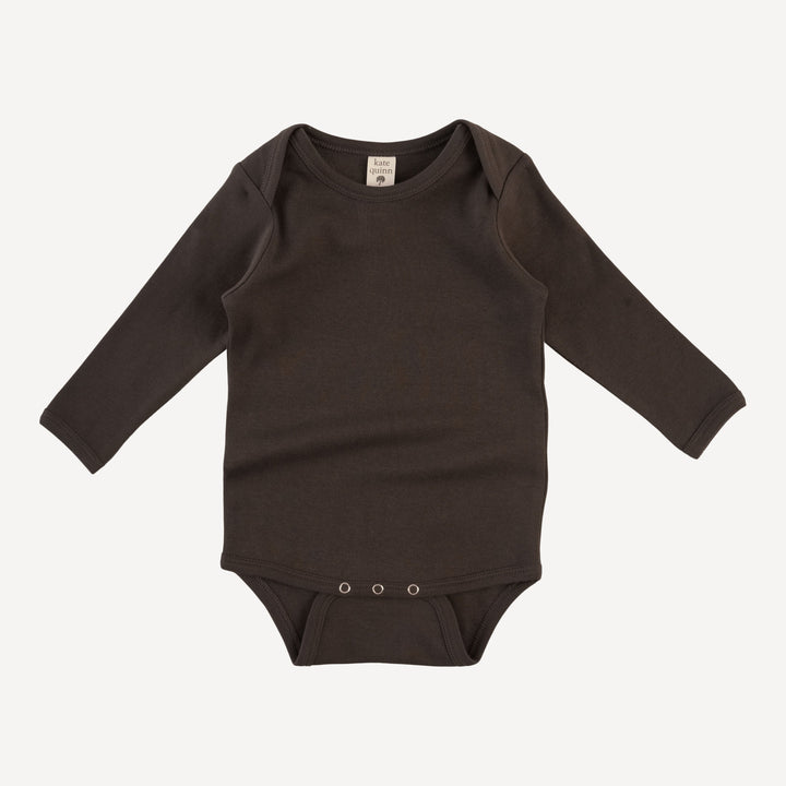 long sleeve lap neck bodysuit | beluga | organic cotton interlock
