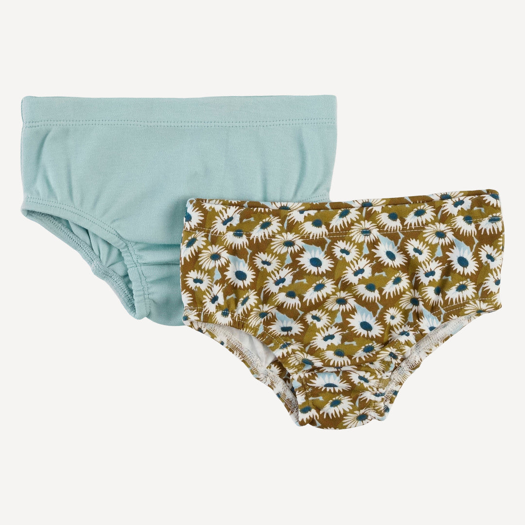 underwear set of 2 | blue daisy garden | organic cotton interlock