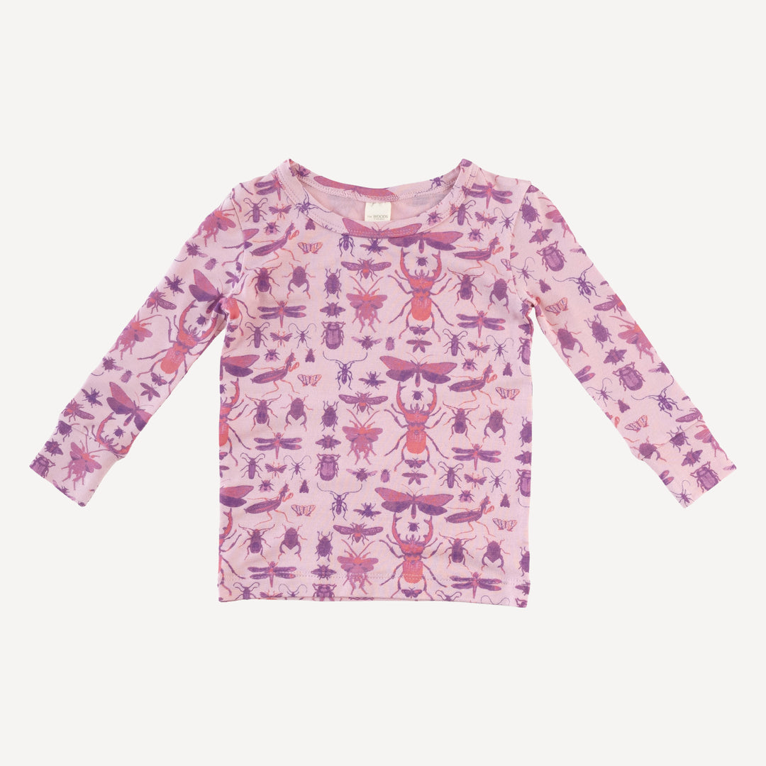 long sleeve crew neck pj set | pink insects | modal