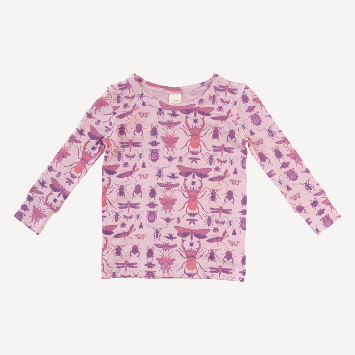 long sleeve crew neck pj set | pink insects | modal