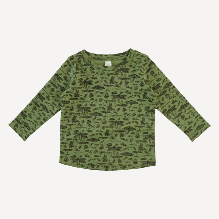 long sleeve essential boxy tee | forest insects | organic cotton interlock