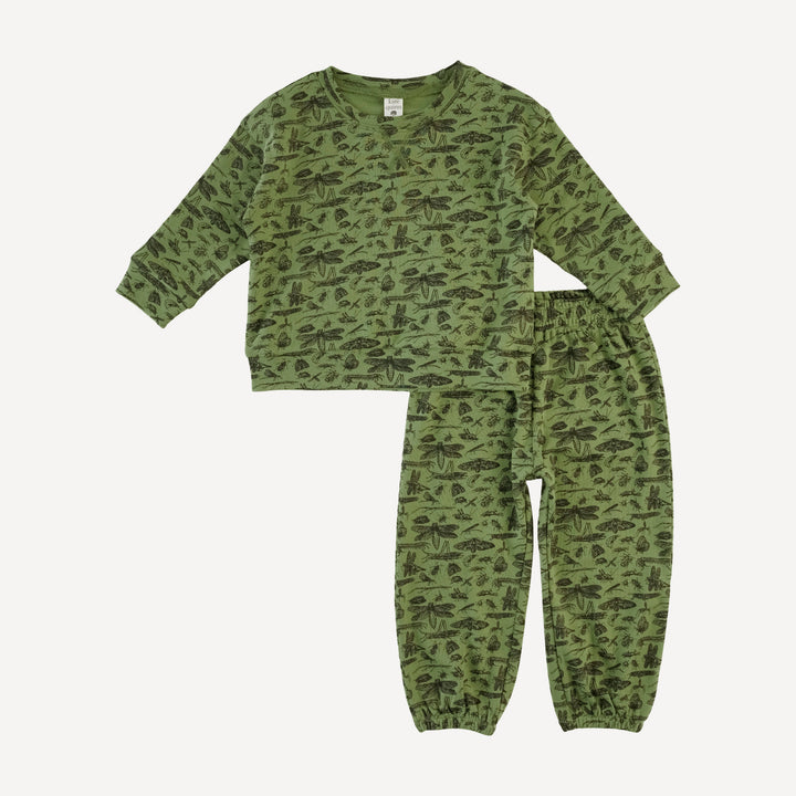 long sleeve relaxed jogger set | forest insects | organic cotton interlock