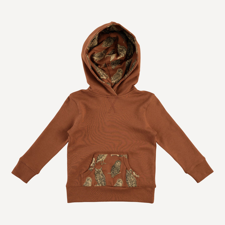 long sleeve kanga pocket hoodie | old forest bark | organic cotton interlock