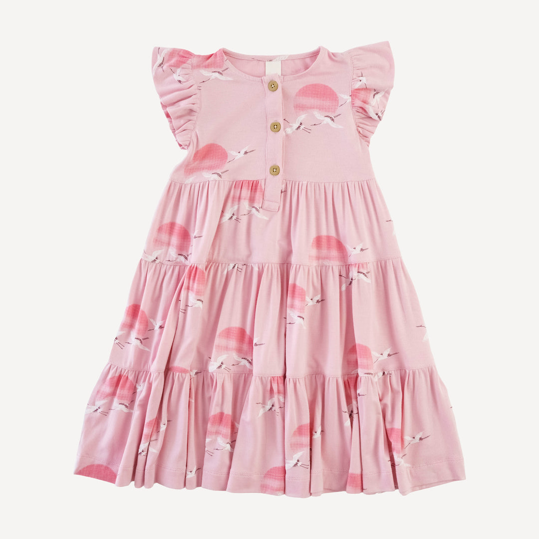 sleeveless ruffle prairie dress | pink crane | modal