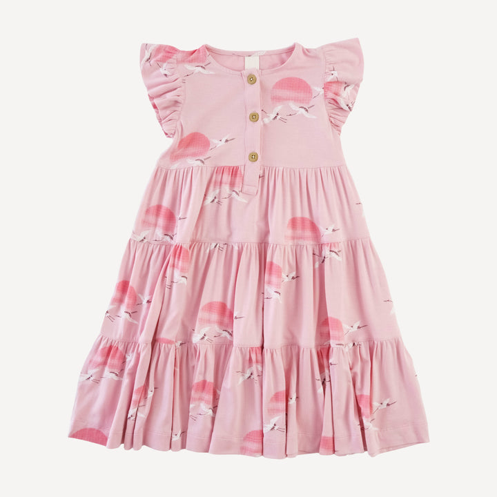 sleeveless ruffle prairie dress | pink crane | modal
