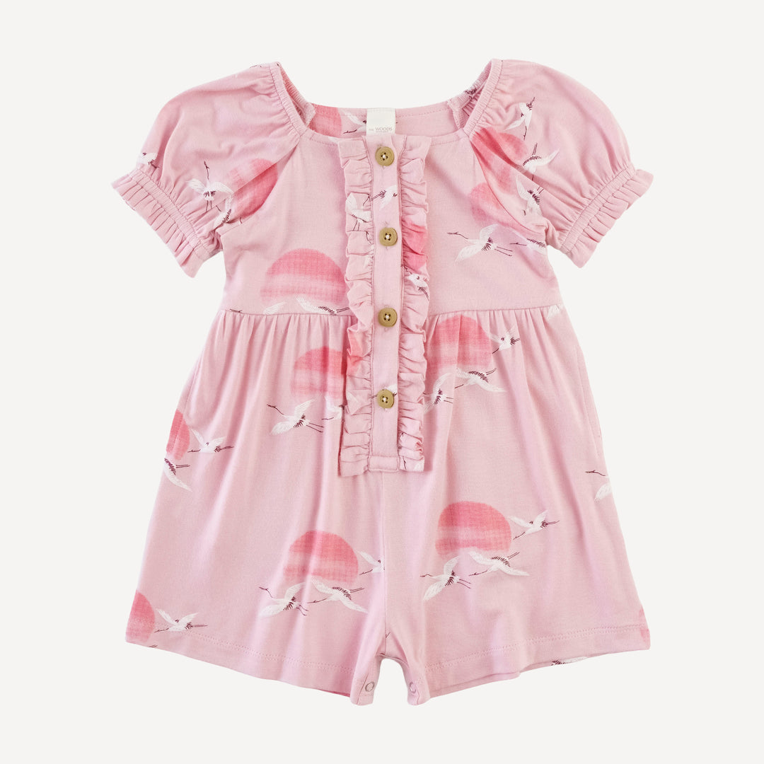 the woodland ruffle cropped shortie | pink crane | modal
