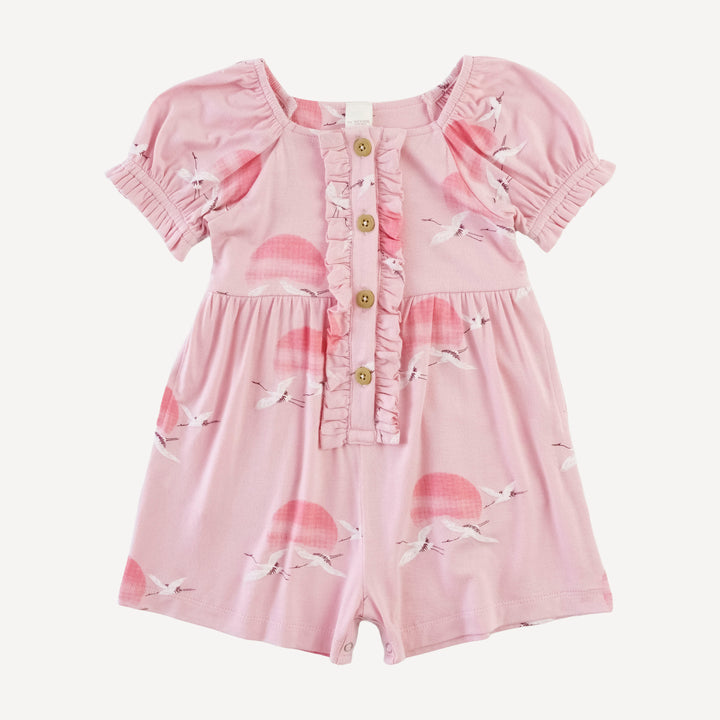 the woodland ruffle cropped shortie | pink crane | modal