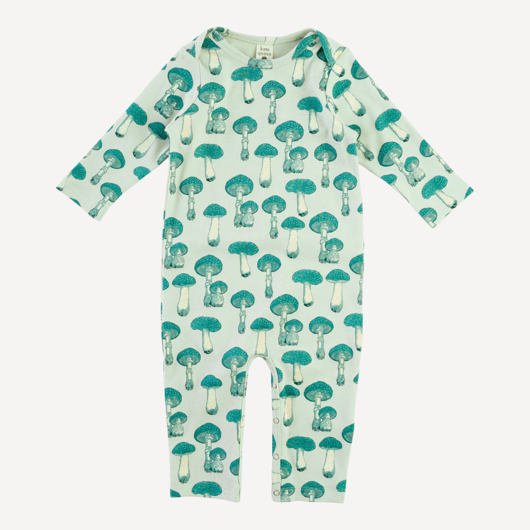 long sleeve lap neck jumpsuit | aqua fungi | organic cotton interlock
