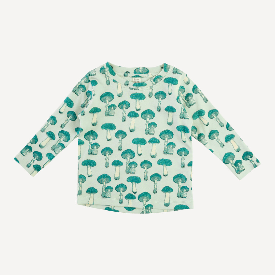 long sleeve essential boxy tee | aqua fungi | organic cotton interlock