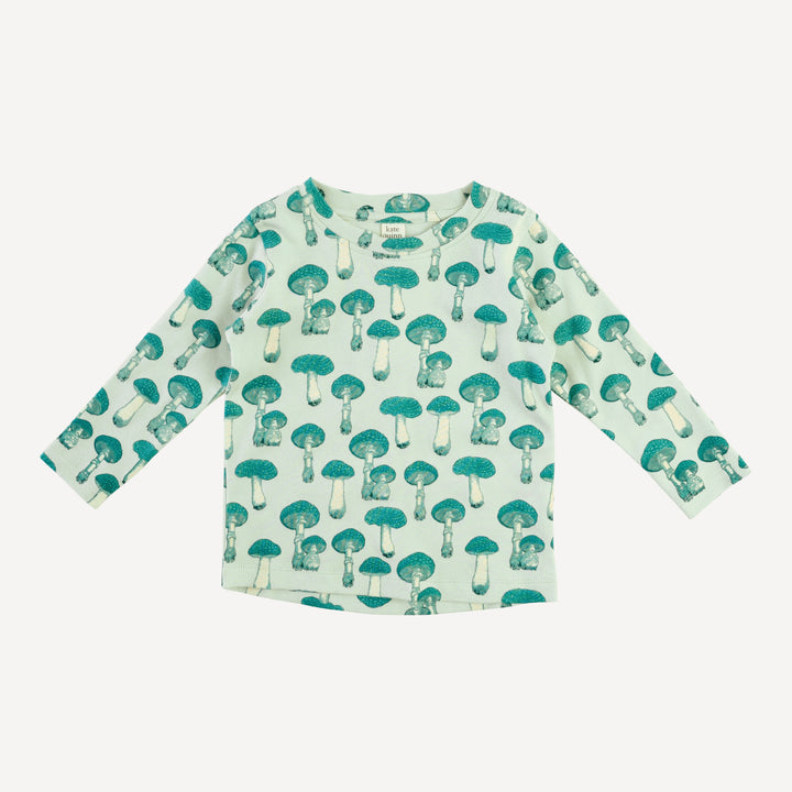 long sleeve essential boxy tee | aqua fungi | organic cotton interlock