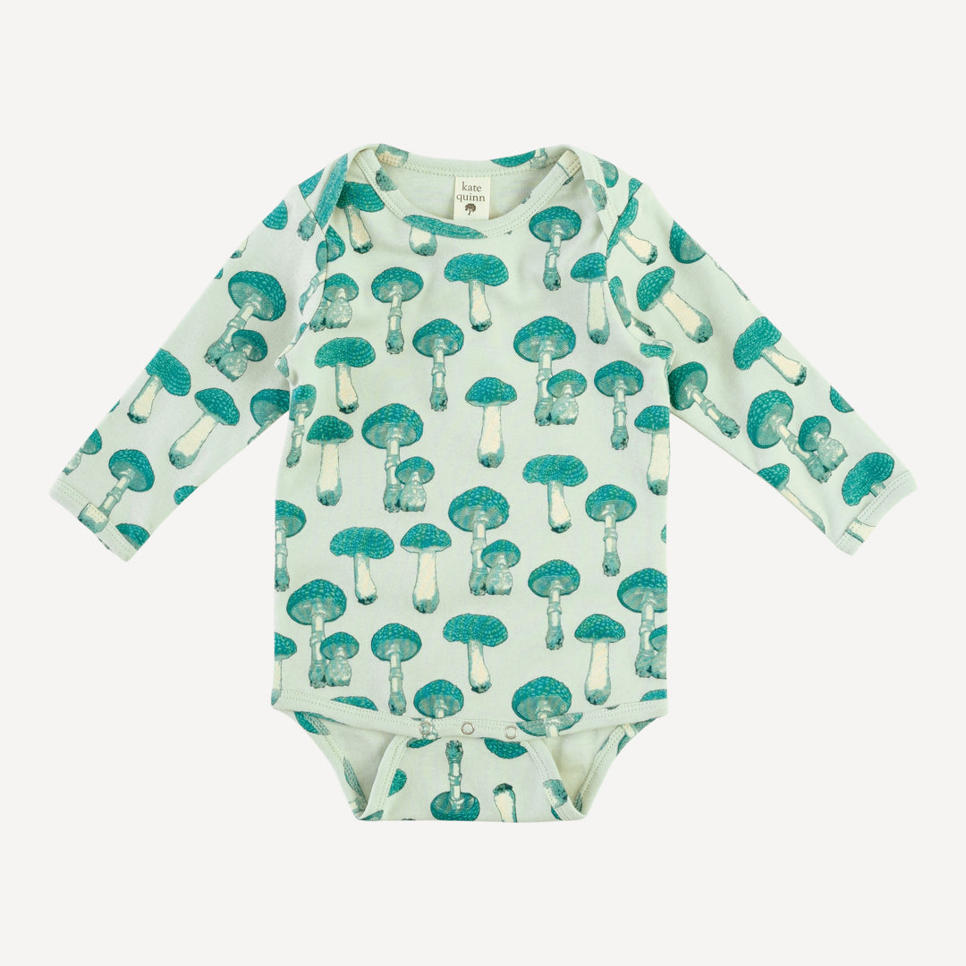 long sleeve lap neck bodysuit | aqua fungi | organic cotton interlock