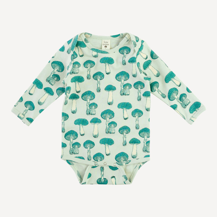 long sleeve lap neck bodysuit | aqua fungi | organic cotton interlock