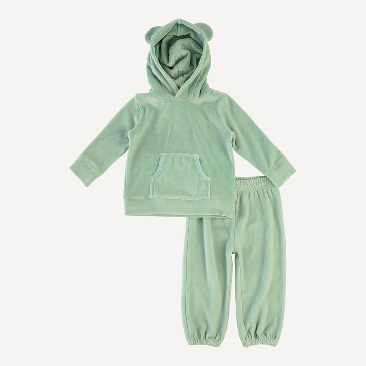 long sleeve kanga bear hoodie + relaxed jogger set | hidden grove | organic cotton velour