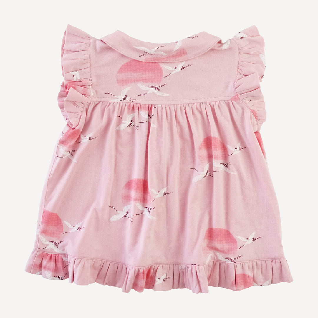 sleeveless peter pan button ruffle top | pink crane | modal