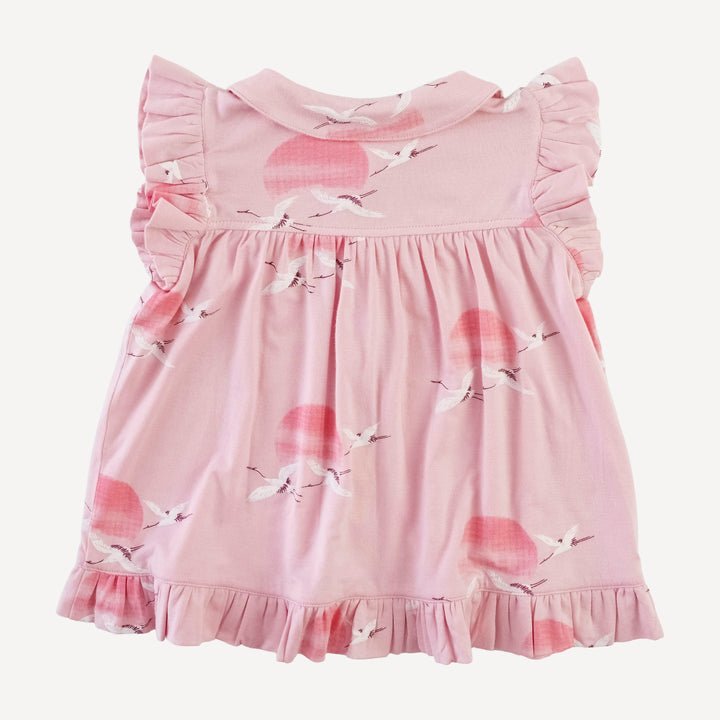 sleeveless peter pan button ruffle top | pink crane | modal