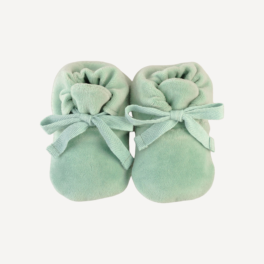 tie booties | hidden grove | organic cotton velour