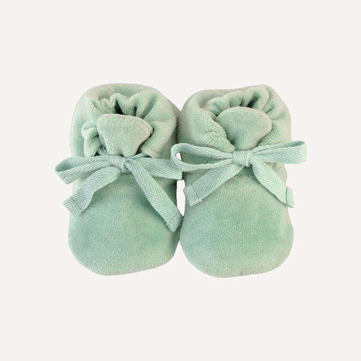 tie booties | hidden grove | organic cotton velour
