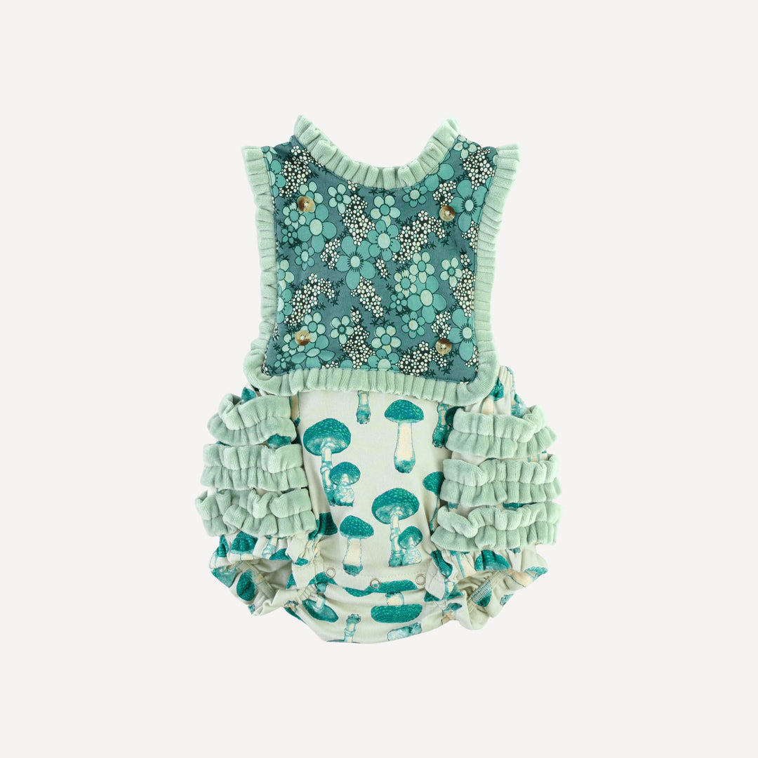the ruffle gretel bubble | aqua fungi | organic cotton interlock