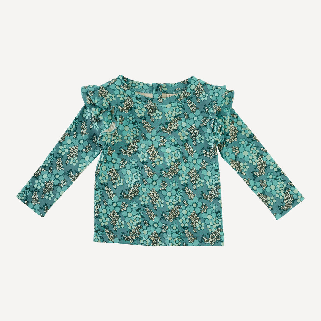 zola shirt | aqua granny floral | organic cotton interlock