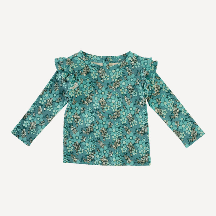zola shirt | aqua granny floral | organic cotton interlock