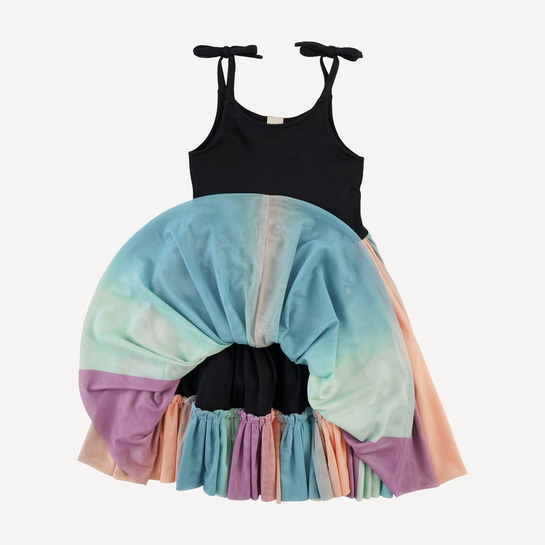 spaghetti tie ballerina tulle dress | black | modal