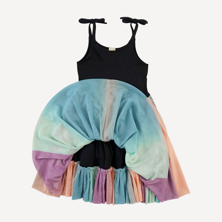 spaghetti tie ballerina tulle dress | black | modal