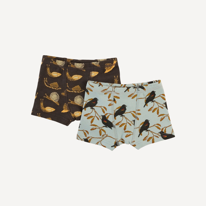 boxer set of 2 | red-winged blackbird | organic cotton interlock