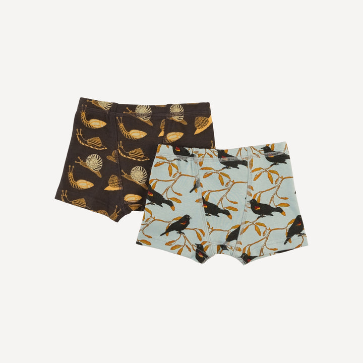 boxer set of 2 | red-winged blackbird | organic cotton interlock