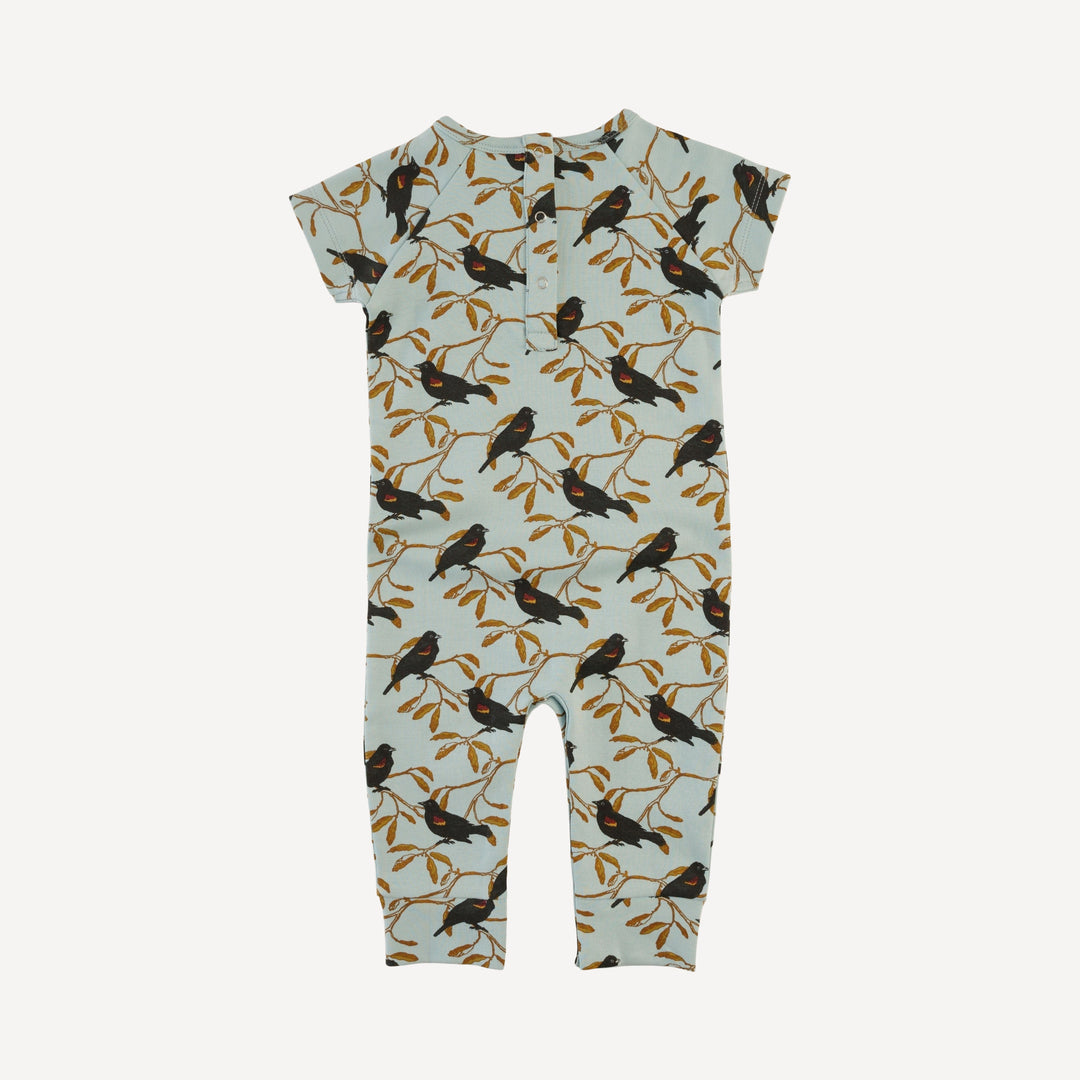 short sleeve kanga sport jumpsuit | red-winged blackbird | organic cotton interlock