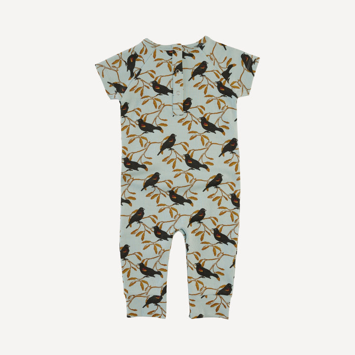 short sleeve kanga sport jumpsuit | red-winged blackbird | organic cotton interlock