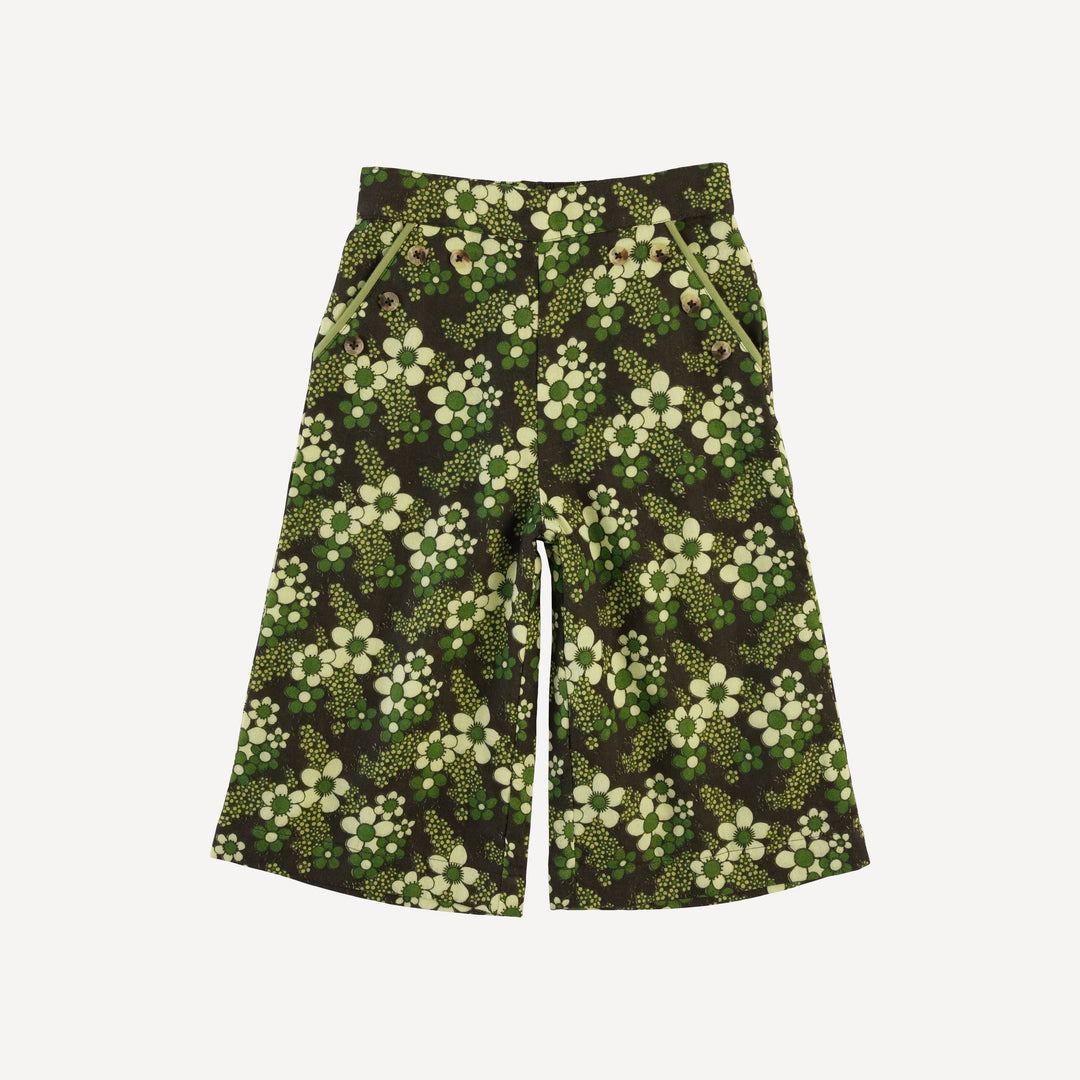 piped sailor pant | green granny floral | organic cotton gauze