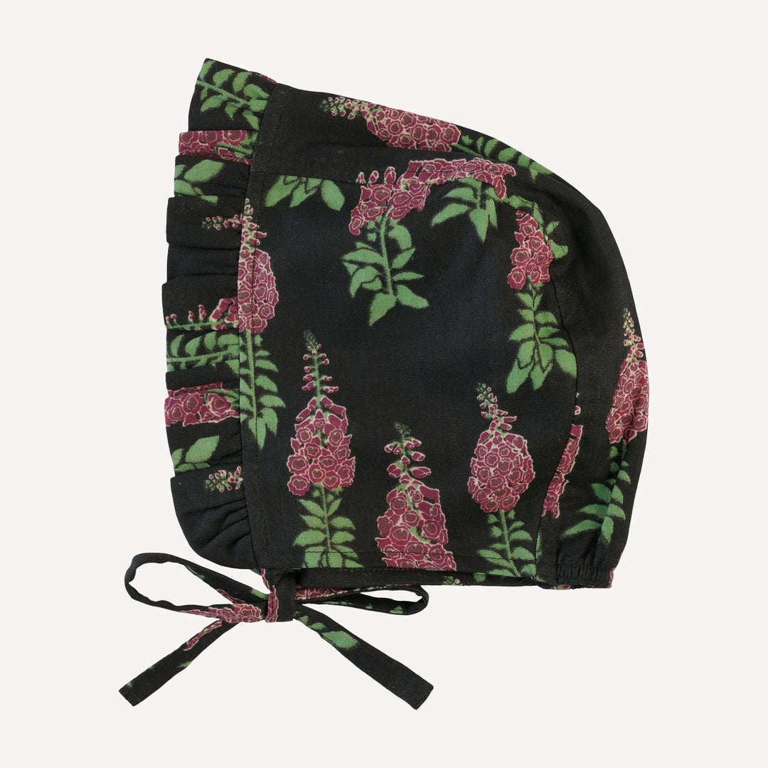 small ruffle bonnet | red foxglove | organic cotton gauze