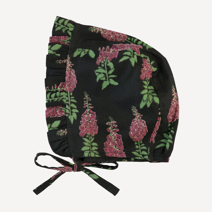 small ruffle bonnet | red foxglove | organic cotton gauze