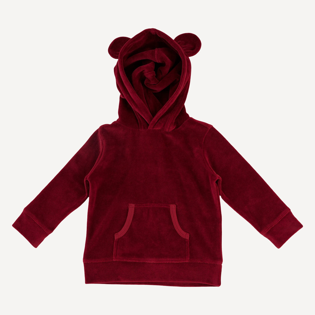 long sleeve kanga bear hoodie + relaxed jogger set | berry basket | organic cotton velour