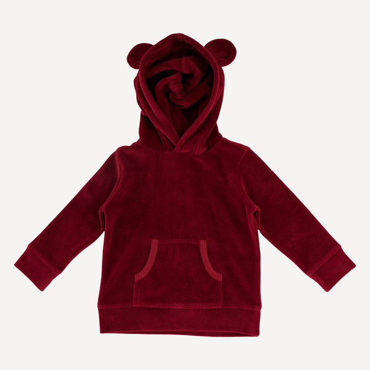 long sleeve kanga bear hoodie + relaxed jogger set | berry basket | organic cotton velour