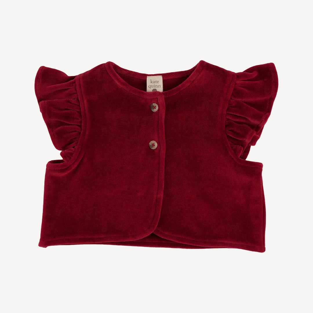 flutter ruffle vest | berry basket | organic cotton velour