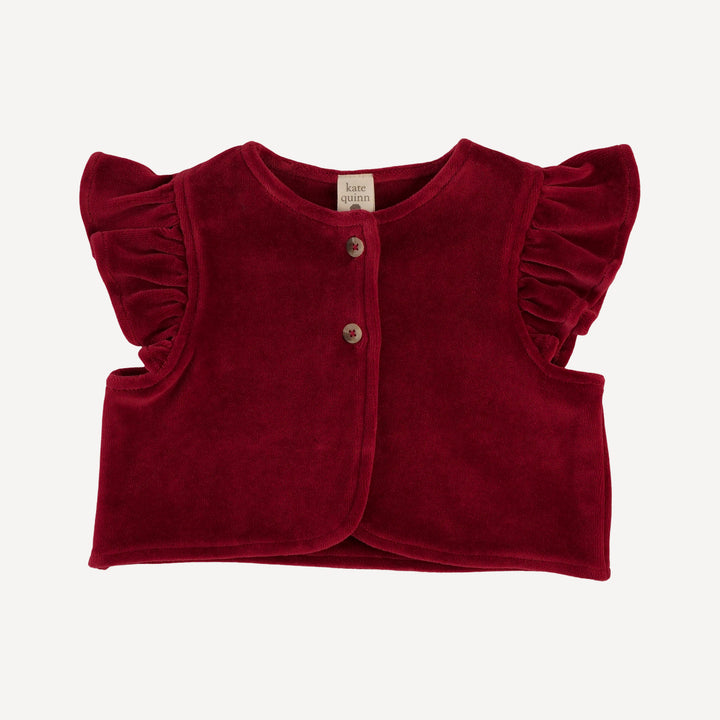 flutter ruffle vest | berry basket | organic cotton velour