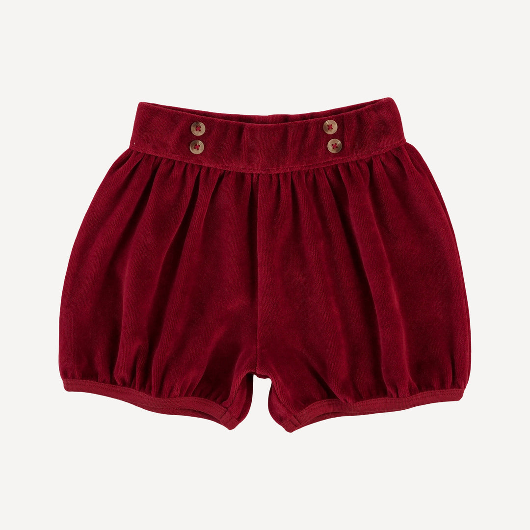 button bubble short | berry basket | organic cotton velour