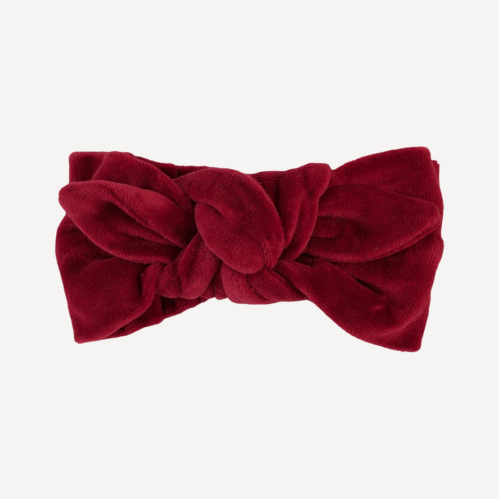 knot top elastic headband | berry basket | organic cotton velour