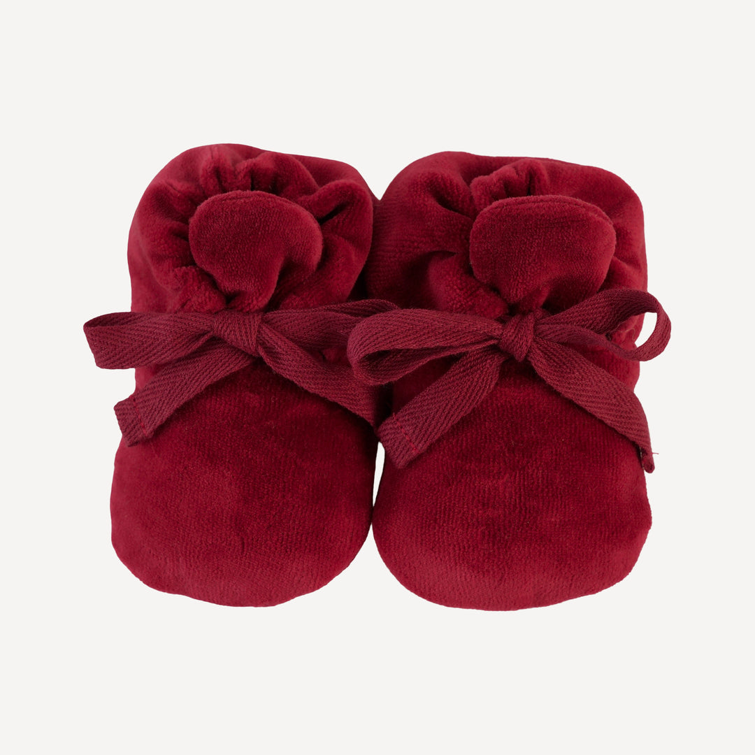 tie booties | berry basket | organic cotton velour