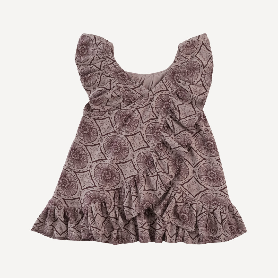 pinafore ruffle dress + bike short set | doe batik | modal