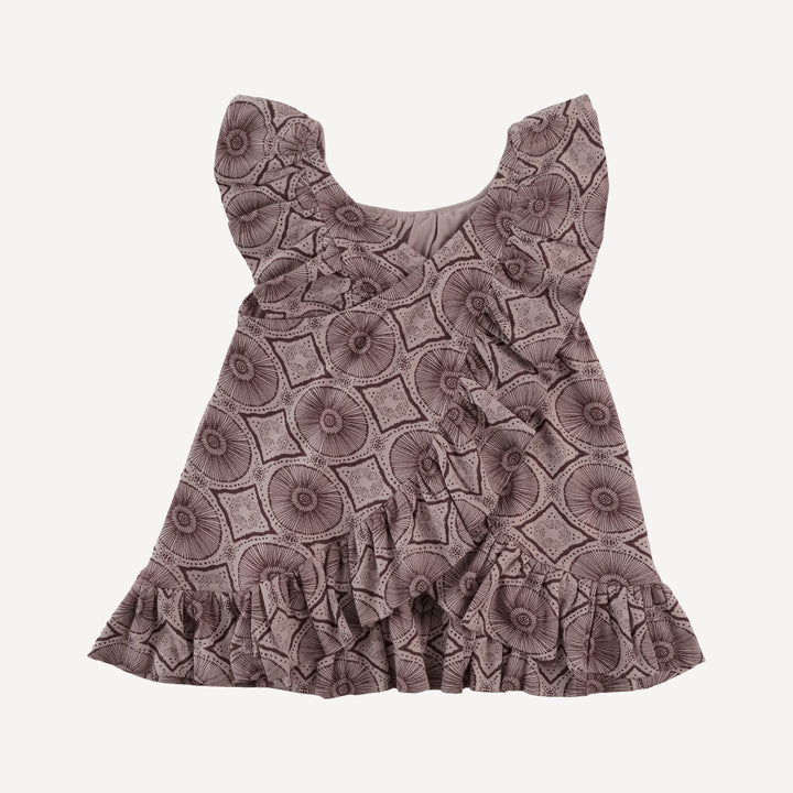 pinafore ruffle dress + bike short set | doe batik | modal