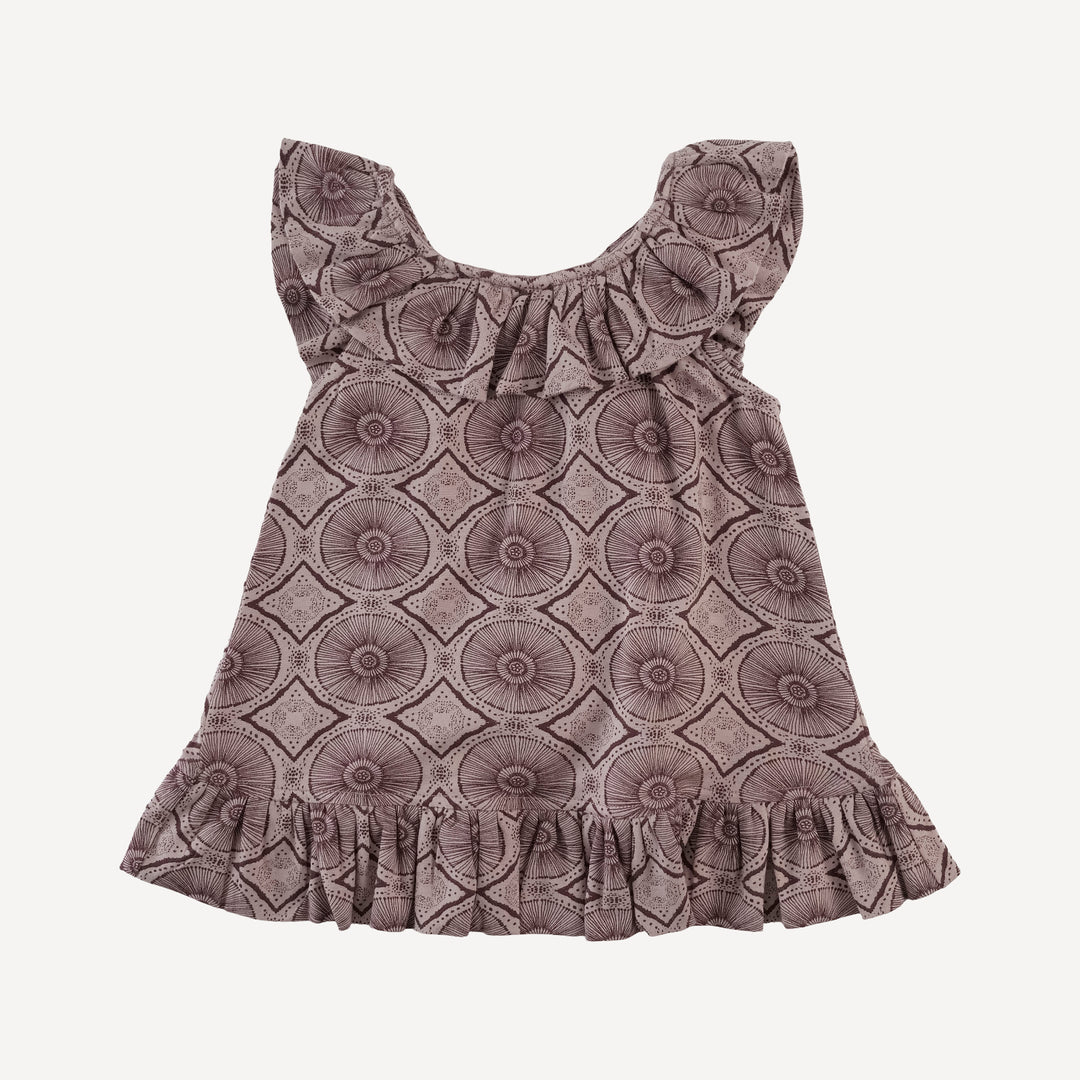 pinafore ruffle dress + bike short set | doe batik | modal