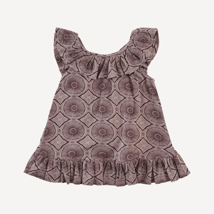 pinafore ruffle dress + bike short set | doe batik | modal