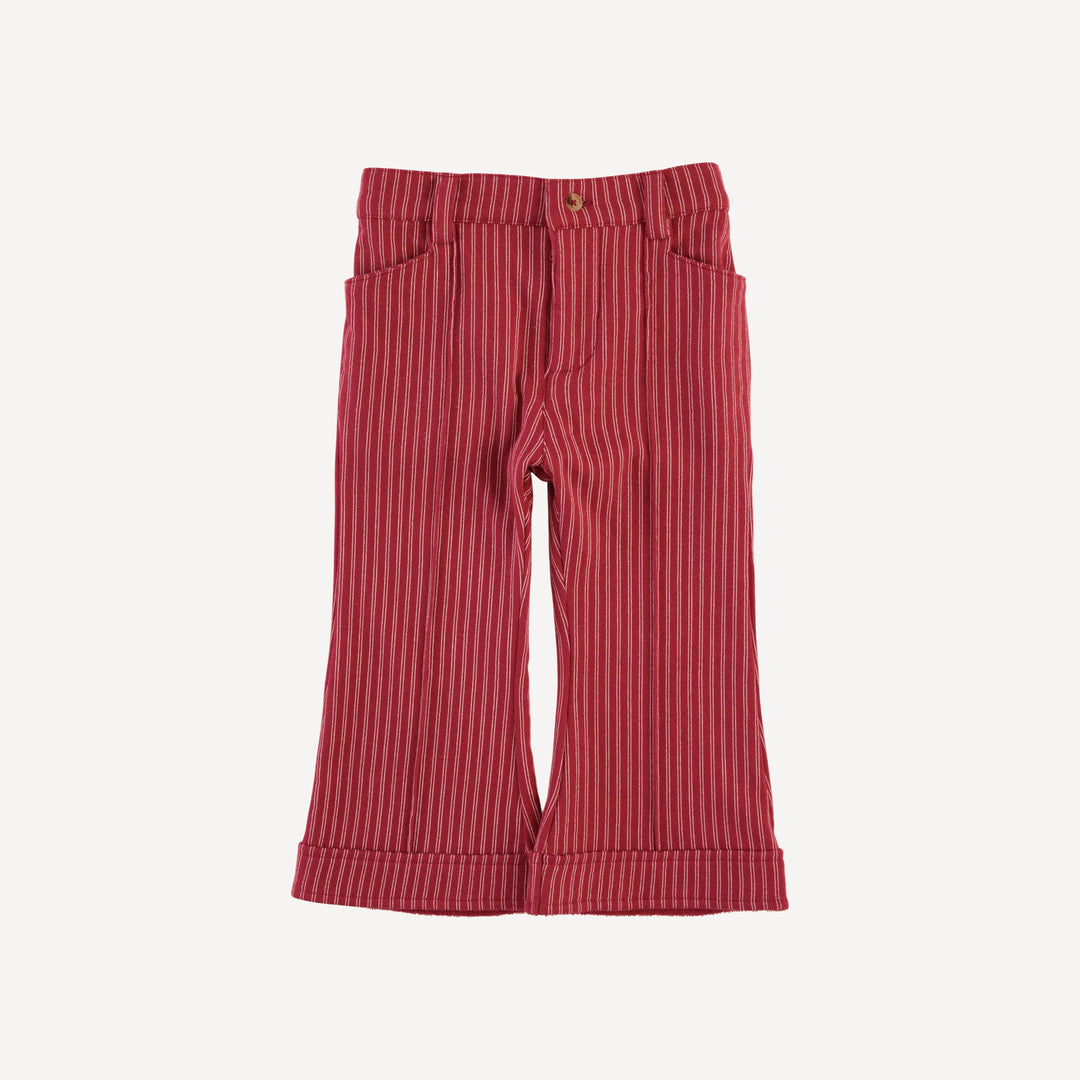 flare pintuck pant | red pinstripe | loop sweat